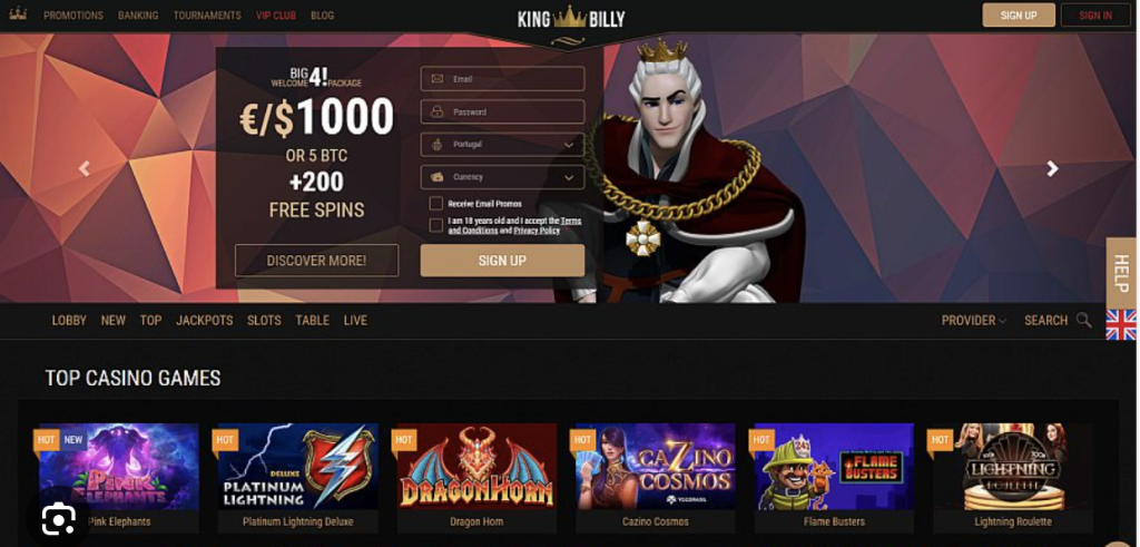 Image of king Billy Casino website